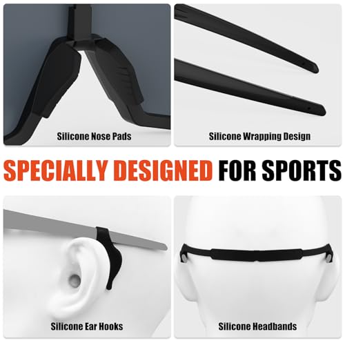 Image of X-TIGER Polarized Sports Sunglasses with 5 Interchangeable Lenses,Mens Womens Cycling Bike Glasses,Baseball Running Fishing