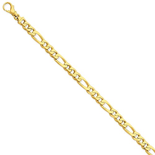 14k Yellow Gold 6.5mm Hand Link Bracelet 8 Inch Chain Fancy H Lk Style Figaro Fine Jewelry For Women Gifts For Her 41P awv9fJL