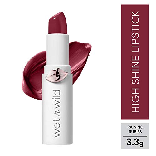 Wet n Wild Megalast Lipstick, Długotrwała Nawilżająca Pomadka o Wysokim Połysku i Kremowym Wykończeniu, Wzbogacona Masłem Murumuru i Naturalnymi Ekstraktami z Roślin Morskich, Odcień Raining Rubies