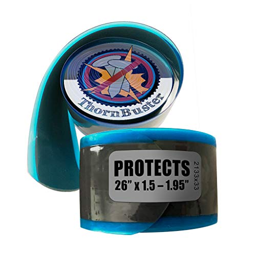 Thorn Buster, Inner Tube Protecting, Bicycle Tire Liner - Stop Flats for Mountain and Trail Bikes Using Silver 26 x1.5-1.95” Bike Tires and Tubes with Hard Durometer Center Strip. (1 Liner)