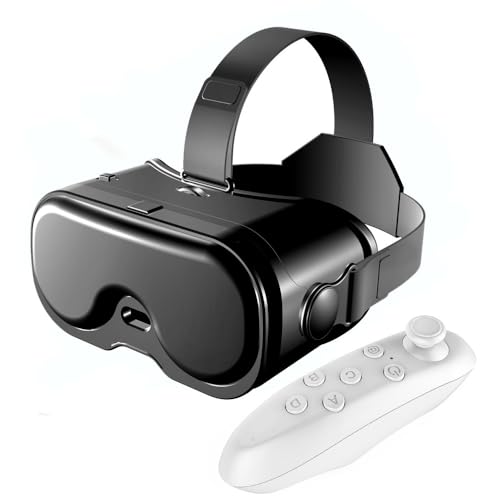 VR Headset for Phone with Bluetooth Controller, 120 FOV 3D VR Headsets with Anti Blue Light Lenses & Adjustable Gears, 3D Virtual Reality Goggles for 5-7 Inch Phone (White)