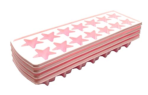 Pack Of 4 X Extra Soft Flexible Plastic Ice Trays Ii Star Shape Ice 14 Ice Cubes/Tray New #TOP2