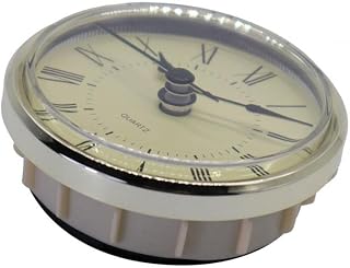 Hellery Vintage Clock Insert Quartz Movement .76 Inch (70 mm) Miniature Clock White Silver Bezel Roman Numerals
