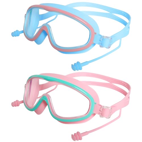 Haakong 2 masques natation rose/bleu enfants 6-14 ans