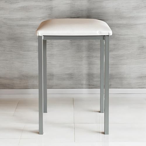 Sueña y Descansa Conjunto de 2 Taburetes de Cocina Aluminio Tapizado Polipiel Blanca - imagen 8