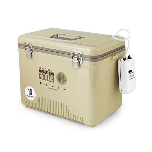Tan Live Bait Drybox/Cooler with 2 Speed Aerator Pump