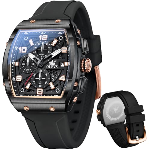 Image of OLEVS Mens Watches Stylish Chronograph Waterproof Luminous Silicon Strap Multifunction Watches for Men Business Men Wrist Watch