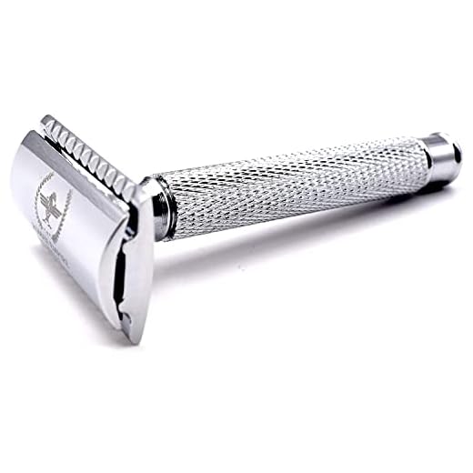 Razor Blades Club Caesar - Navaja de Doble Filo | Clásica | Navaja de Acero con Juego de 20 Hojas (Astra-Derby-Shark-Treet) Plata 1 unidad (Paquete de 1)