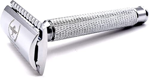 Razor Blades Club Caesar - Navaja de Doble Filo | Clásica | Navaja de Acero con Juego de 20 Hojas (Astra-Derby-Shark-Treet) Plata 1 unidad (Paquete de 1)