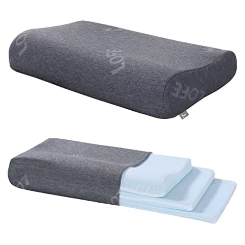 Lofe Contour Memory Foam Pillow - Sandwich Pillow, Adjustable 3 Layers 8 Heights, Cervical Pillow for Neck Pain, Neck Support for Back, Stomach, Side Sleepers, Includes a Bamboo Pillowcase Cover