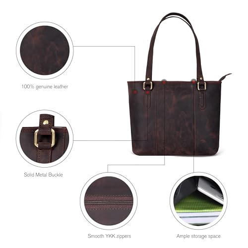 Image of Leather Purse For Women - Real Leather Tote For Women - Ladies Shoulder Handbag For Work, Travel, Casual Use