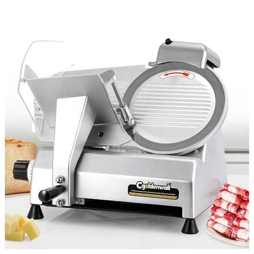 CGOLDENWALL Commercial Meat Slicer 240W Meat Slicer Machine, 0-0.7" Adjustable Thickness Electric Deli Meat Cheese Food Slicer, 10" Semi-Auto Frozen Meat Slicer for Home Copper Motor Low Noise Durable