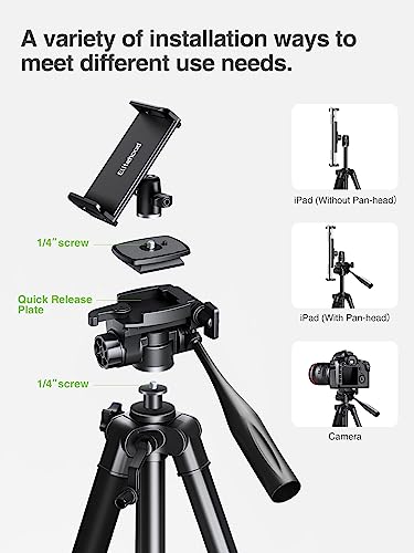 Image of Elitehood 68 inch Heavy Duty iPad Tripod, Ultra-Stable Camera Tripod for iPad Pro 12.9, Tablet Stand Mount for Video Recording /Photography, Compatible with 4.7-13inch Tablet /Webcam /DSLR