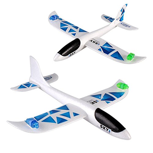 hunpta EPP Espuma LED avión Juguete, 43 * 42 cm De Goma Glider avión inercia LED Noche Flying Aircraft Juguete Mano Lanzamiento avión Modelo