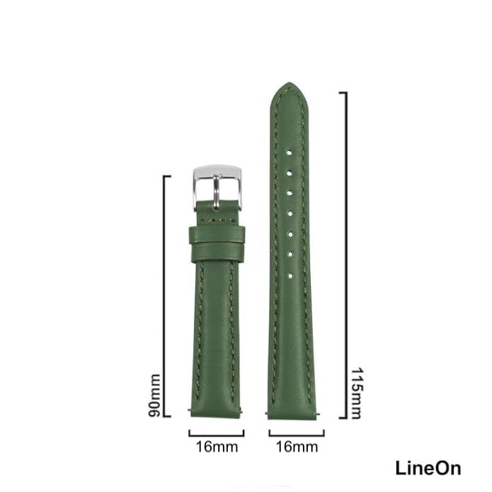Image of Lineon Colourful 16mm Full Padded Univarsal Vegan Leather Watch Strap For Branded Watches Compitable with (Titan, Timex, Casio, Sonata etc) Tool and Pins Include