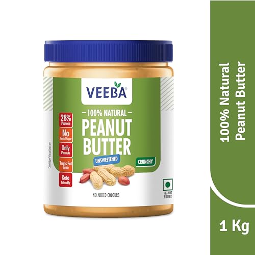 Image of Veeba 100% Natural Peanut Butter (1Kg) (Pack of 2)