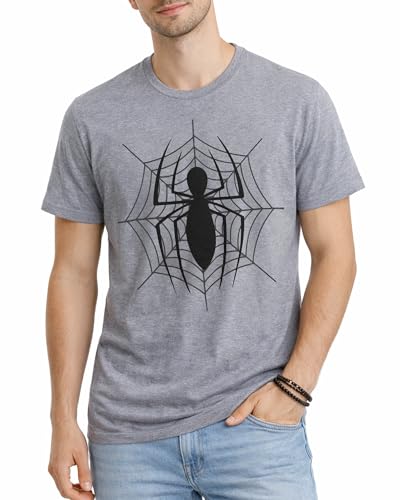 Marvel Mens Graphic T-Shirts - Avengers Spiderman Captain America Short Sleeve Crewneck Graphic Tee Shirt for Men (S-XL), Heather Grey Spider Web, Large