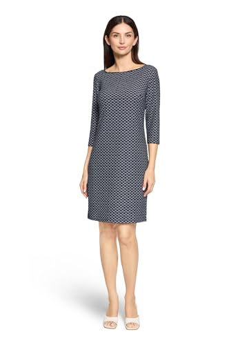 Betty Barclay Damen Etuikleid mit 3/4 Arm 42, Dunkelblau/Weiß
