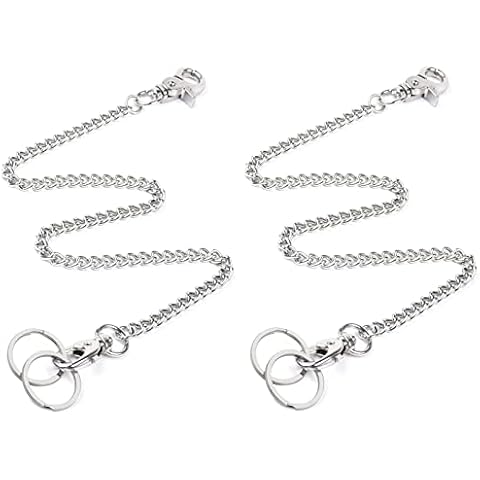 JSUOEO Key Chain, 2PCS Long Heavy Duty Key Ring 27In Metal Pants Chain Pocket Keychain Wallet Chain Wallet Chain Jeans Chain with Lobster Clasp Keyfob for Men and Women Slive Cover