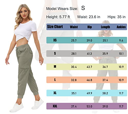 Mofiz Women's Hiking Pants Cargo Joggers Sweatpants With Pockets Lightweight Quick Dry Outdoor Summer Casual Athletic Elastic Waist Grey Khaki M #TOP5