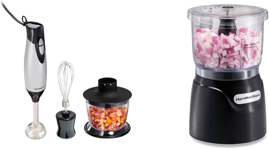 Hamilton Beach Electric Hand Blender Bundle with Hand Blender, Whisk, Chopper Bowl & Mini Food Processor