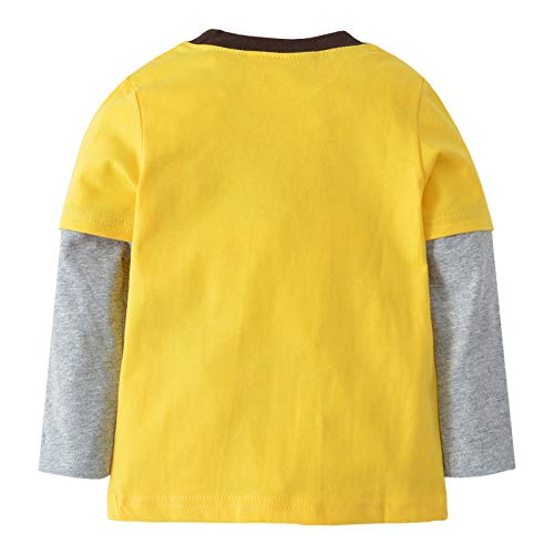 Warmbaby Toddler Boys Kids Long Sleeve T-Shirts Truck Construction Yellow 4T #TOP1