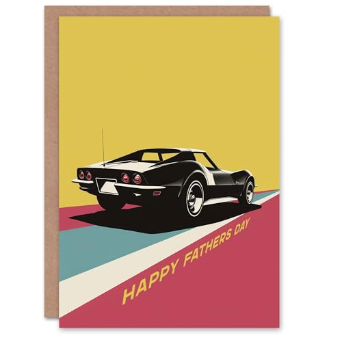 Artery8 Father's Day Card Sports Car Modern Geometric Colour Block