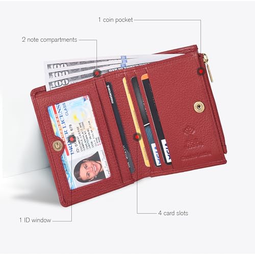 Image of Oak Leathers Wallet For Women Full Grain Leather - Small RFID Coin Purse Credit Card & ID Holder for Ladies,Bifold Wallets for Teenager | Small