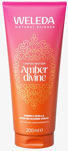 WELEDA Bio Amber Divine Duschgel vegan - Naturkosmetik Duschseife für Frauen & Männer mit Amber/Vanille Duft - Natürliche Hautpflege Dusche zur Reinigung von Gesicht & Körper (1x 200ml)