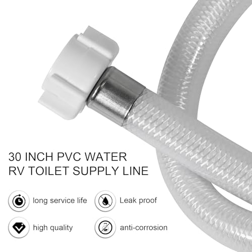 Image of 30 Inch PVC Water RV Toilet Supply Line, Faucet Supply Pipe, Hose Connector