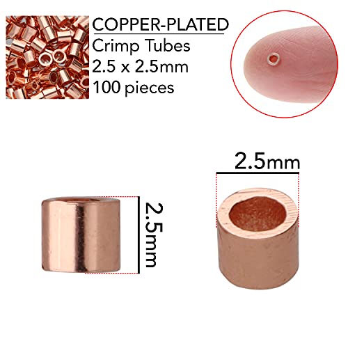 The Beadsmith Tube Crimp Beads, 2.5 X 2.5Mm, 100 Pieces, Copper Color, Uniform Cylindrical Shape, No Sharp Edges, Designed To Secure The Ends Of Jewelry Stringing Wires And Cables #TOP2