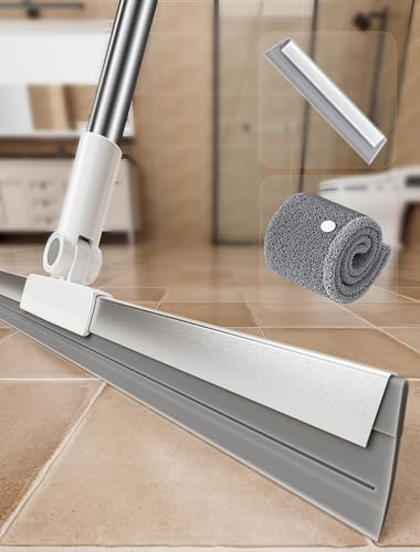 Floor Squeegee Broom with Long Handle, Heavy Duty Rubber Squeegee