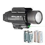 Olight Baldr Pro 1350 Lumen Pistol Light Flashlight with Green Laser Sight with 2X LH123A Batteries...