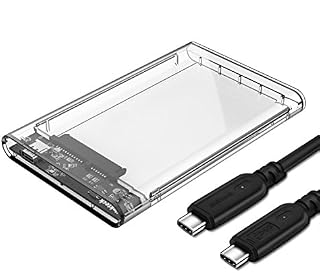Nekteck Transparent Plastic Case SATA to USB C Hard Disk Enclosure HDD/SSD Adapter