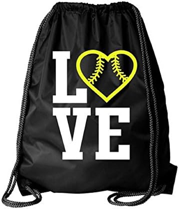 Kenz Laurenz Softball Drawstring Bag - Cinch Sack Stadium String Bags Backpacks Yellow Red Stitching Garment Back Pack Tote (12)
