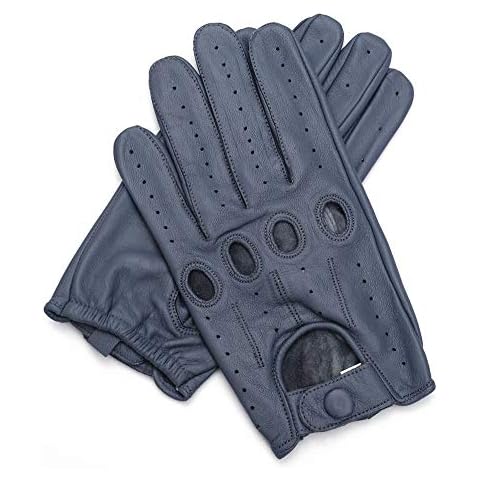 Sheepskin leather driving gloves for Women (Large, Grey) Cover
