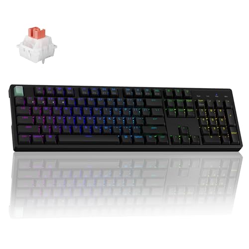 Image of Keychron K10 HE Wireless Hall Effect Keyboard, Full-Size, Rapid Trigger, Adjustable Actuation, 2.4GHz /Bluetooth /Wired, RGB Backlit, Lime Silent Red Magnetic Switch, for Mac /Windows /Linux