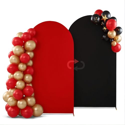 Babenest 6.6FT Arch Backdrop Cover Black & Red One Piece Double Color