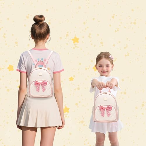 Image of I IHAYNER Mini Backpcak for Girls Small Bowknot Quilted Leather Backpack Purse for Women Travel Cute Trendy Stuff Gifts for Kids Hot Pink