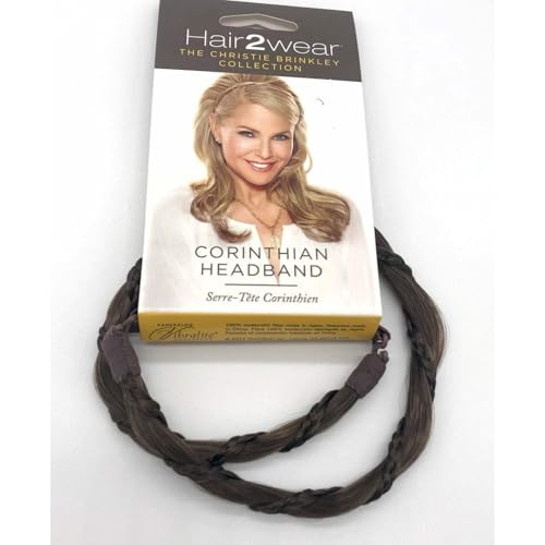 Corinthian Braided Headband Color HT10 Med Brown - Christie Brinkley 3/8" Thick No Slip Grip Wrapped Hair Adjustable Band