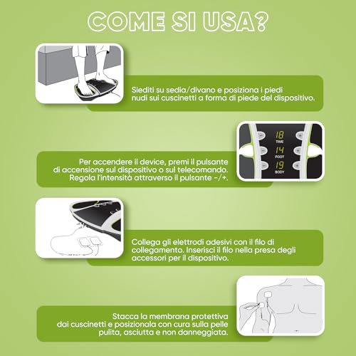 Massaggiatore Con Tecnologia Tens Ed Ems, Elettrostimolatore A Impulsi Elettrici Per 30 Miniuti Di Utilizzo, Massaggiatore Plantare Con Telecomando, 4 Elettrodi Tens Ed Ems E Custodia, Certificato Ce - 5