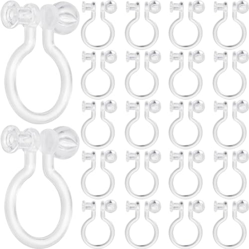 SOFPLATE 1 Box 200Pcs Plastic Clip on Earring Converter Clear Clip Earrings Findings Transparent U Type Ear Accessories Painless Non Pierced for Jewellery Making Supplies Craft Beginner Adult Women
