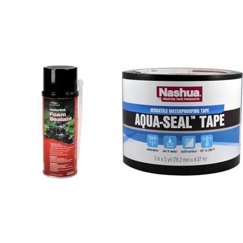 TotalPond Waterfall Foam Sealant and Nashua 3 in x 5 yd Aqua-Seal Tape in Black Bundle