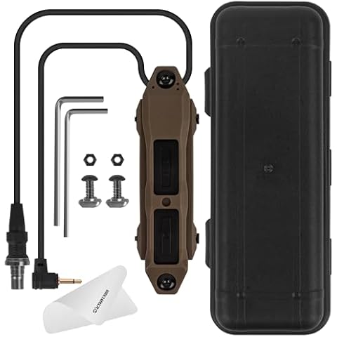ACTIONUNION Tactical Pressure Switch Stable Double Button Tactical TAPS Switch Fits 20mm Picatinny Rail Mlok Rail and KeyMod Rail (2.5mm Plug + SF Plug - Tan) Cover