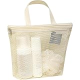 プールバッグ 大人 メッシュバッグ 小さめ スパ バック 可愛い (オフホワイト)