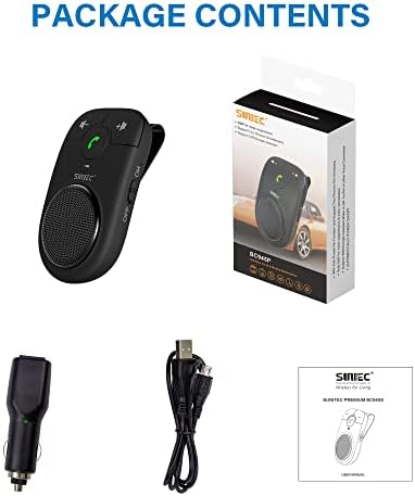 SUNITEC Hands Free Car Phone Kit Bluetooth5.0,AUTO Power ON OFF,Support Siri Assistant,3W Speaker, Wireless Car Hands Free kit Bluetooth with Visor Clip - BC945P