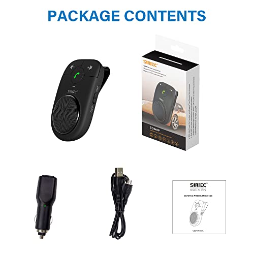 Sunitec Handsfree Bluetooth for Cell Phone, 3W Lound Speakerphone, Bluetooth in Car Speakerphone with Visor Clip, Motion AUTO ON Off Support Siri Voice Assistant Wireless Car Kit for Handsfree BC945P - Thumbnail 7