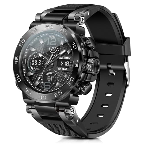 Image of LIGE Quartz Watch for Men Waterproof Big Dial Analog Digital Sport Multifunction LED Backlight Fashion Wristwatches Stopwatch Calendar Men