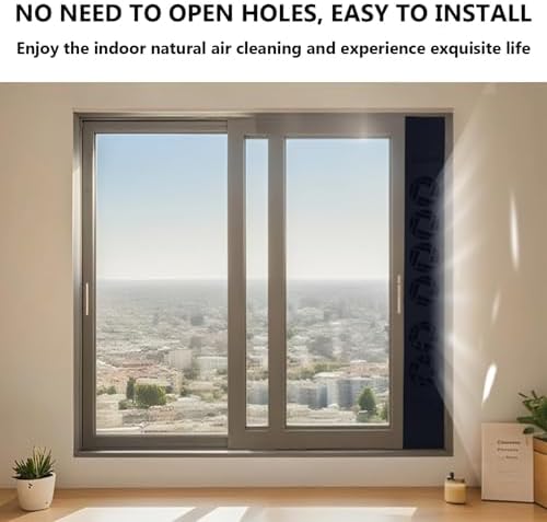 6-Outlet Window Exhaust Fan with Remote Control, 10 Speeds, Adjustable 31.5-38" (80-128cm), 4 Air Intakes & 2 Exhausts for Effective Ventilation