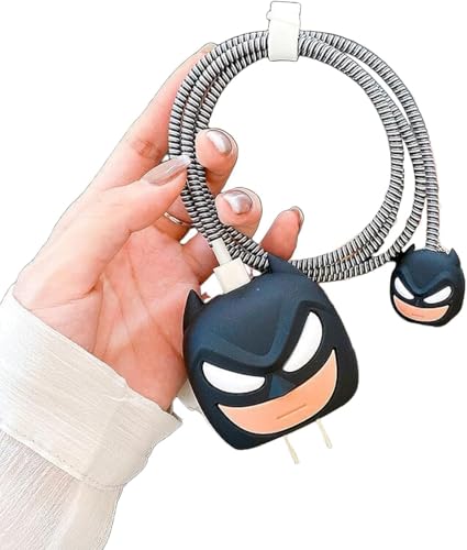Image of Cable Protector with 3D Cute Pattern for iPhone Charger only18W & 20W | Data Line Wire Saver Charger Protective Cable Full Protection Set of-1 (Batman)